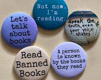Read Banned Books Pinback Button Set
