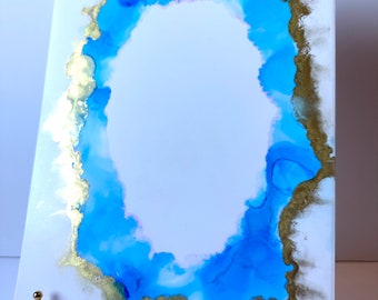 S A I L B O A T   B L U E   Alcohol Ink Crystal Geode Art, Geode Art, Crystal Art, Abstract Glam