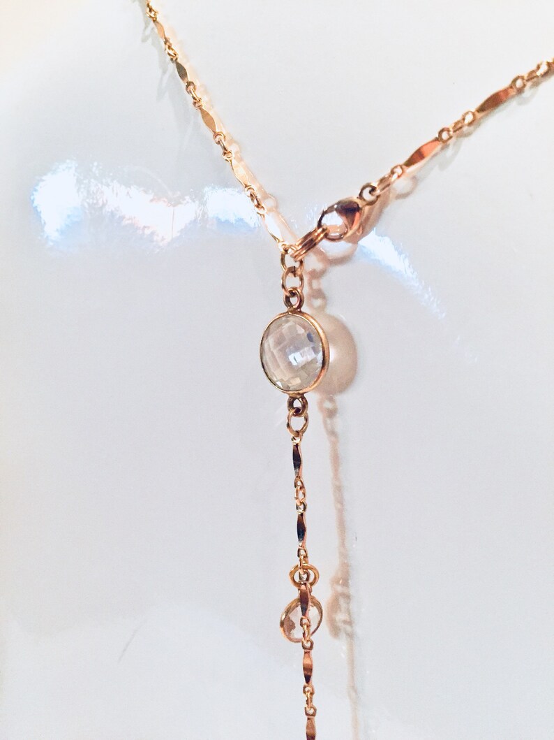 14k Gold Quartz Crystal Choker, quartz jewelry, gold choker, quartz crystal, boho style, back hanging necklace, glam, gift for her image 7