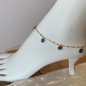 Custom 14k Crystal Anklet, gold anklet, moonstone anklet, gold filled anklet, gold ankle bracelet,beach jewelry, boho jewelry,crystal anklet image 6