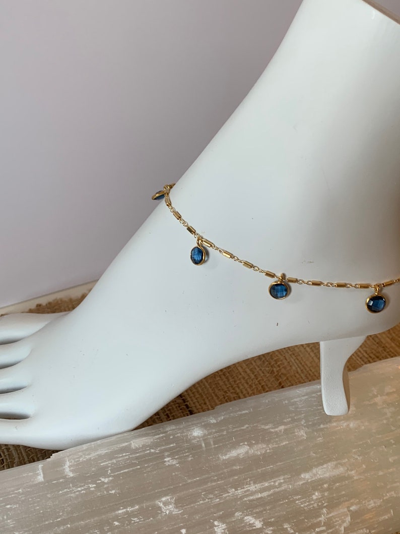 Custom 14k Crystal Anklet, gold anklet, moonstone anklet, gold filled anklet, gold ankle bracelet,beach jewelry, boho jewelry,crystal anklet image 6