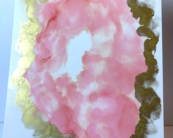 S H E L L   P I N K   Alcohol Ink Crystal Geode Art, Geode Art, Crystal Art, Abstract Glam