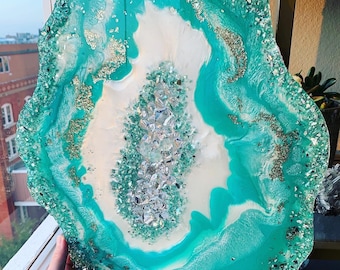 CUSTOM Resin Geode Wall Art, resin art, geode art, crystal wall art, agate slice art, custom art, resin geode, resin geode art, glam art