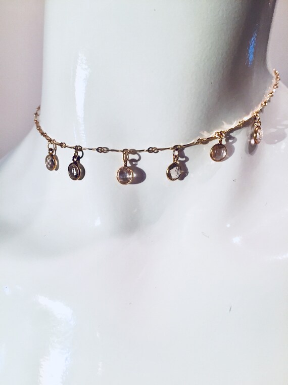 14k Gold Quartz Crystal Choker Quartz Jewelry Gold Choker Etsy