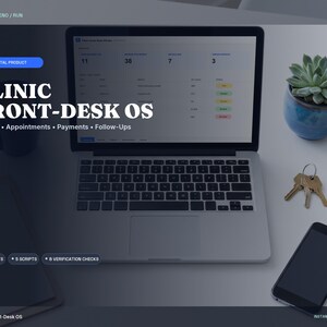 Clinic Front Desk Spreadsheet | Patient Appointment Tracker Inquiry Log Invoice Dashboard | Google Sheets Excel | Telegram Alerts