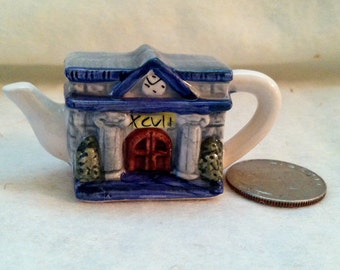 Red Rose Tea Miniature Roseville Town Hall  Teapot ~ Made in Canada