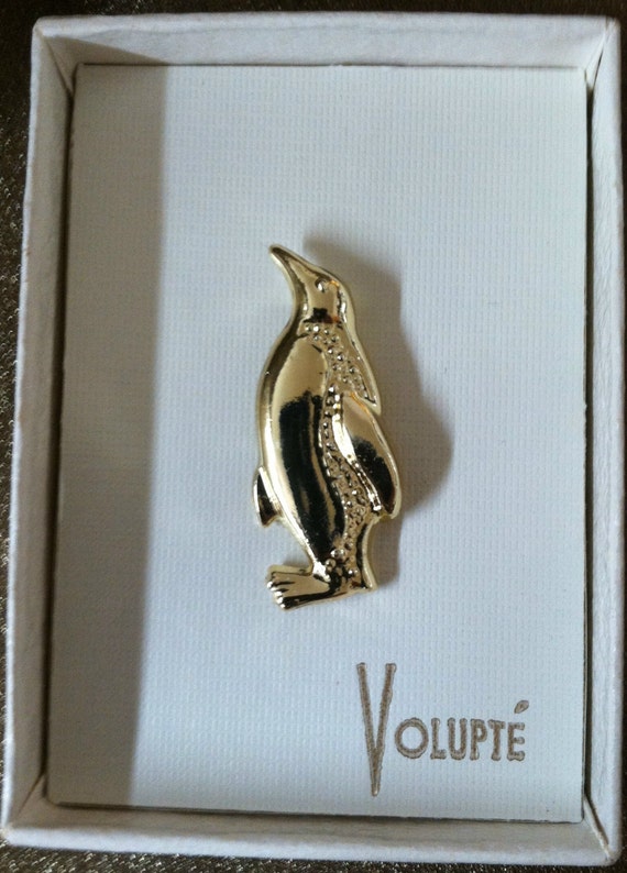 Volupte Gold-Tone Penguin Pin Brooch ~ Made in USA