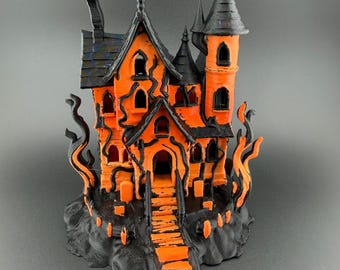 3Dプリントされたお化け屋敷のディスプレイ