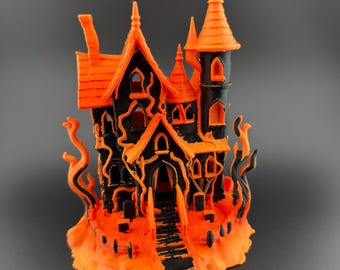 3Dプリントされたお化け屋敷のディスプレイ