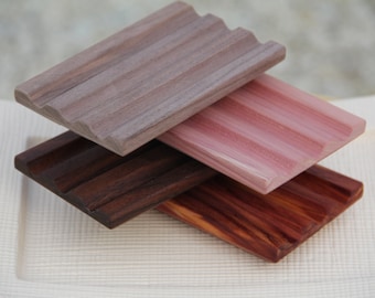 2 EASTERN CEDAR / WALNUT Mix or Match Wooden Soap Decks - Holders Dishes