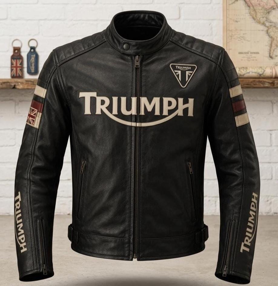 TRIUMPH ブラックレザージャケット Triumph Jacket - Etsy Israel