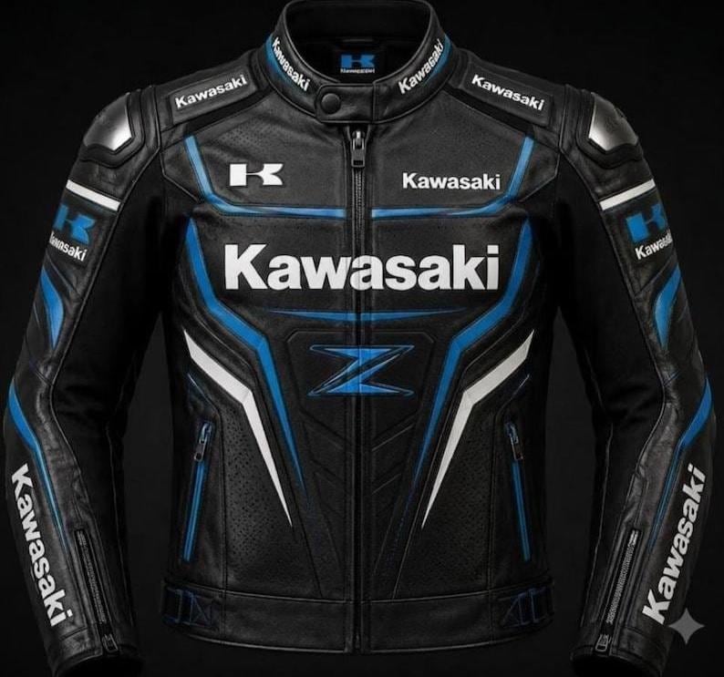 Kawasaki Blue Motorcycle Jacket - Etsy