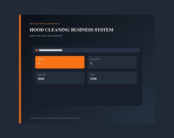Hood Cleaning Business System, Kitchen Exhaust Service Tracker, Scheduling CRM, Invoice and Profit Spreadsheet
