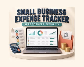 Small Business Expense Tracker for Excel, Receipt Log and Recurring Expense Planner, Bookkeeping Spreadsheet