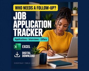 Hoja de cálculo para el seguimiento de solicitudes de empleo, planificador de entrevistas y comparador de ofertas para Excel y Google Sheets.