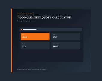 Hood Cleaning Quote Calculator, Kitchen Exhaust Pricing Spreadsheet, Job Cost Estimate Template