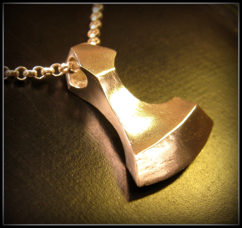 Sterling Silver Axe Head Pendant Viking Axe Pendant Etsy