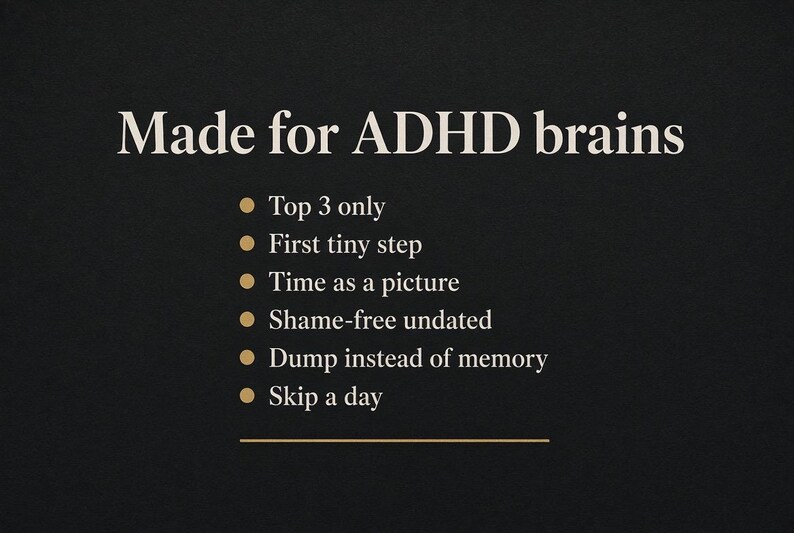 Dark Mode ADHD Planner for Goodnotes: Undated Daily Weekly Brain Dump ...