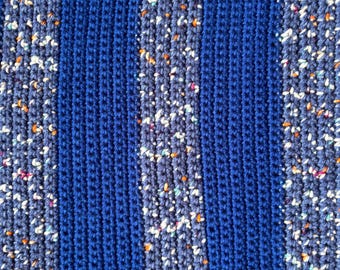Crocheted afghan-blues