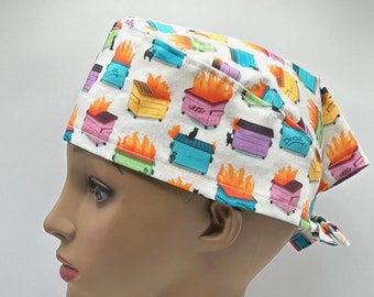 Unisex Scrub Hat-Dumpster Fire-This is My Life-Unisex or Euro size-USA Made-Scrub Caps-Surgical Cap-Medical Hat-Doctor-Nurse-Vet-Chemo