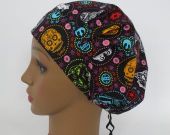 Bouffant Scrub Hat-Star Wars-Sugar Skulls-Multi Color-Disney-USA Made-Scrub Caps-Surgical Cap-Medical Hat-Nurse-Veterinarian-Chemo