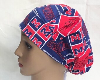 Surgical Scrub Hat Cap Made w Arizona State University Fabric Ole Miss Nurse ER 