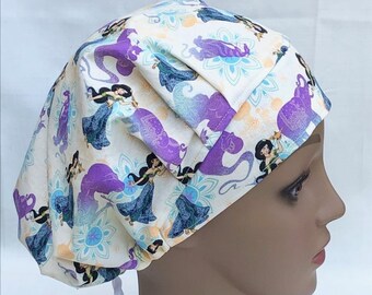 Bouffant Scrub Hat-Jasmine-yellow-Disney-USA Made-Scrub Caps-Surgical Cap-Medical Hat-Nurse-Veterinarian-Chemo-Food Service-Dental