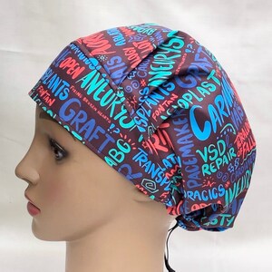 Bouffant Scrub Hat-Cardiothoracics Scribbles-USA Made-Scrub Caps-Surgical Cap-Medical Hat-Nurse-Vet-Chemo-Food Prep-Dental