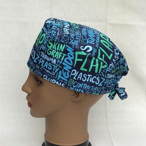Unisex Scrub Hat-Plastics Scribbles-Plastic Surgery-Regular & Euro size-USA Made-Scrub Caps-Surgical Cap-Medical Hat