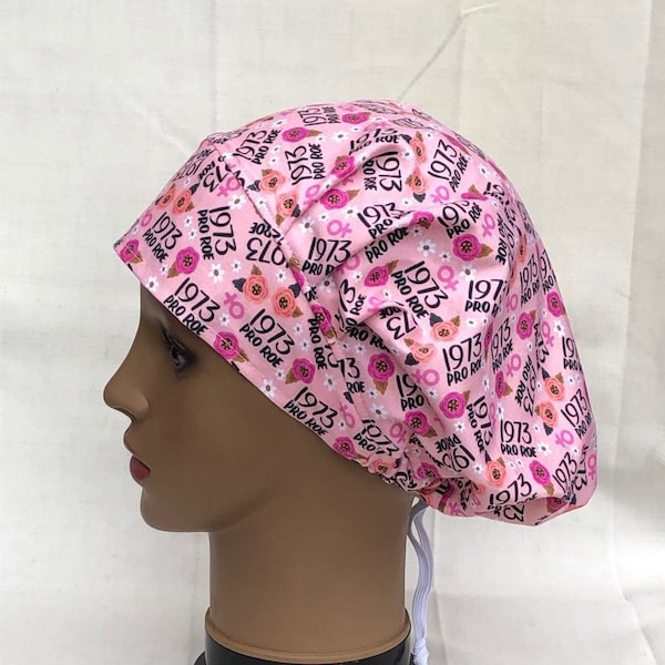 Bouffant Scrub Hat-1973 Pro Roe-Women's Rights-USA Made-Scrub Caps-Surgical Cap-Medical Hat-Nurse-Chemo