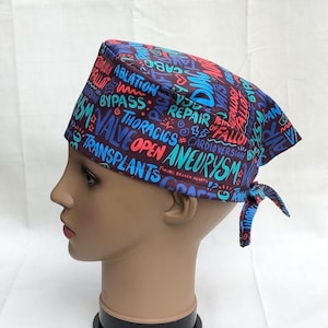 Unisex Scrub Hat-Cardiothoracics Scribbles-Unisex or Euro size-USA Made-Scrub Caps-Surgical Cap-Medical Hat-Healthcare