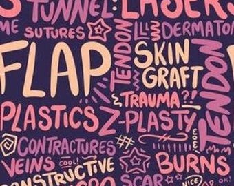 Unisex Scrub Hat-Plastics Scribbles-Plastic Surgery-Regular & Euro size-USA Made-Scrub Caps-Surgical Cap-Medical Hat