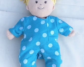 Pajamas fits Baby Stella or Wee Baby Stella Dolls-Gender Neutral choices-1pc flannel pj's-Handmade Doll Clothes