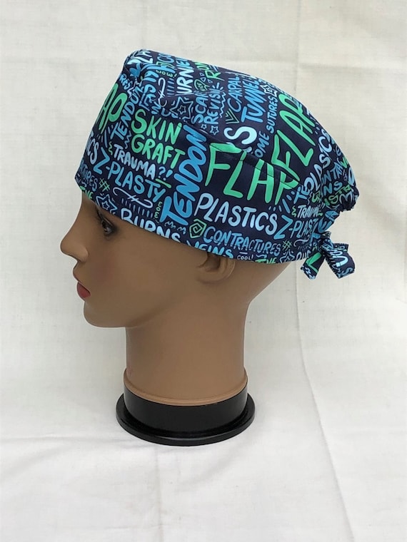 Unisex Scrub Hat-Plastics Scribbles-Plastic Surgery-Unisex or Euro size-USA Made-Scrub Caps-Surgical Cap-Medical Hat-Nurse