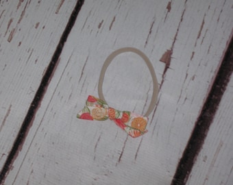 Doll Headband ONLY-fits Baby Stella or Wee Baby Stella-Pink, Coral and Peach flowers w/Sage Leaves-Nylon Headband