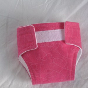 Wee Baby Stella Doll Diaper-Handmade Diaper fits Wee Baby Stella dolls-Bright Pink Heart swirl print-Great for pretend play image 4