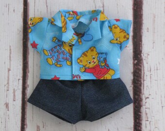 Shorts Set fits Baby Fella-Baby Stella-Wee Baby Fella or MiniKane-Pottery Barn dolls-Daniel shirt-Denim shorts-Handmade