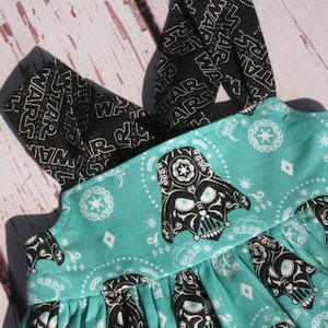 Emerie Dress-Star Wars-Darth Vader Sugar Skulls with coordinating border-Made to order up to a Size 8-Disney