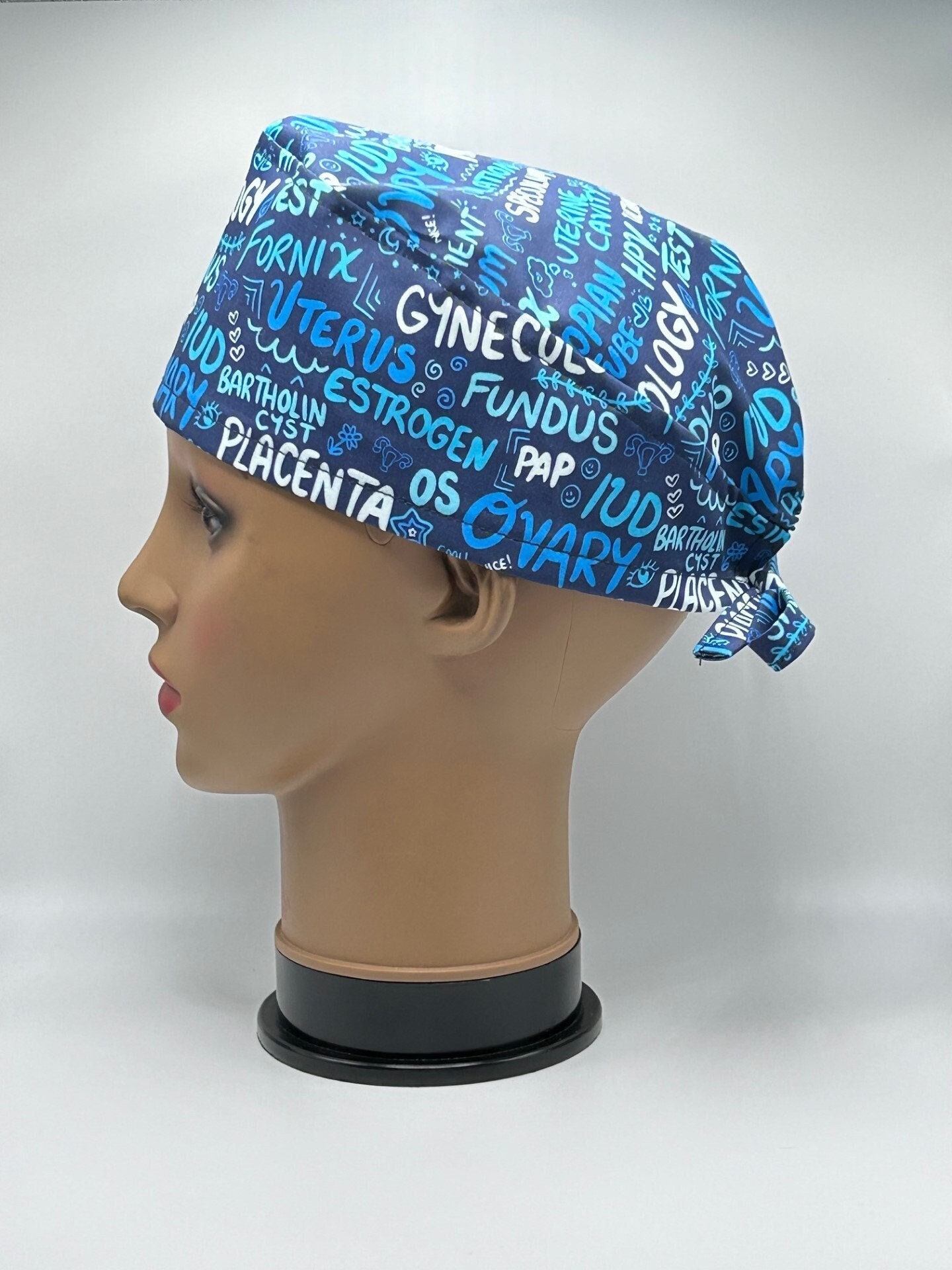 Unisex Scrub Hat-L&D-Gynecology Scribbles-Labor Nurse-Regular and Euro size-USA Made-Surgical Cap-Medical Hat-Doctor-Nurse