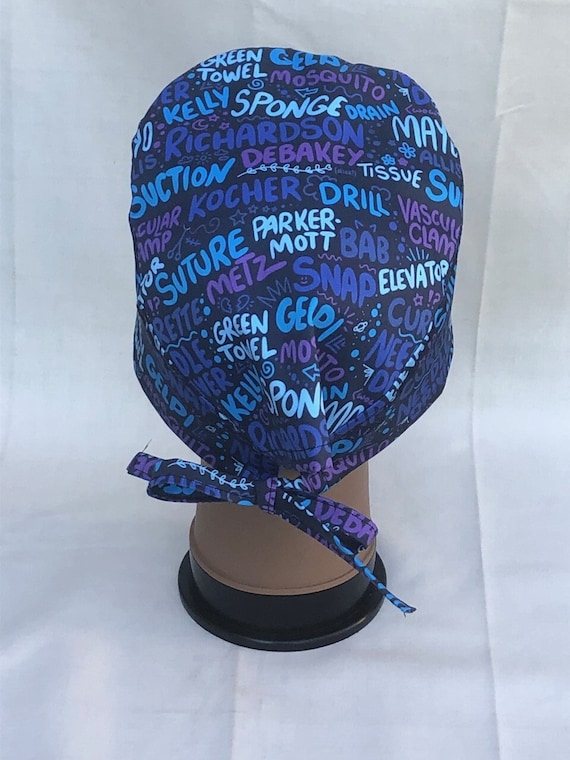 Unisex Scrub Hat-Scribbles Tools-Surgical Tools-Unisex or Euro size-USA Made-Scrub Caps-Surgical Cap-Medical Hat-Nurse-Doctor