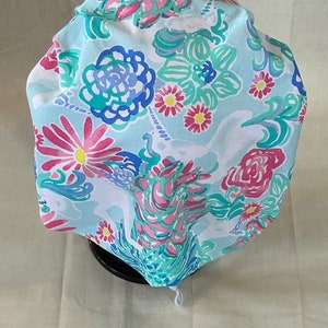 Bouffant Scrub Hat-Lilly Inspired Unicorns-USA Made-Scrub Caps-Surgical Cap-Medical Hat-Nurse-Vet-Chemo-Dental-Healthcare-Doctor