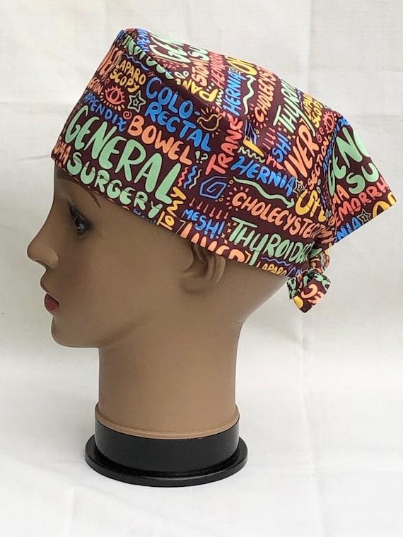 Unisex Scrub Hat-general Surgery Scribbles-regular & Euro