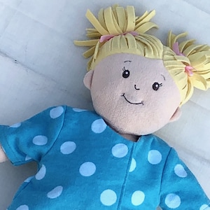 Pajamas fits Baby Stella or Wee Baby Stella Dolls-Football Red Flannel-1-pc flannel pj's-Handmade Doll Clothes