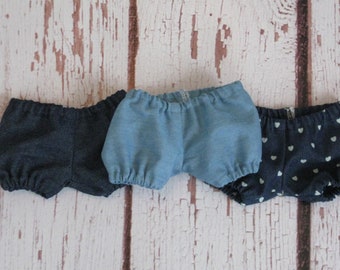 Doll Bloomers-Handmade Bloomers fit Baby Stella,Wee Baby Stella,Bitty Baby-Choice of colors & sizes-Dark Denim-Light Denim-Denim with Hearts