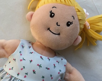 Nightgown fits Baby Stella or Wee Baby Stella-Handmade-Tulips on pale Blue-Lace trim-Great for pretend play