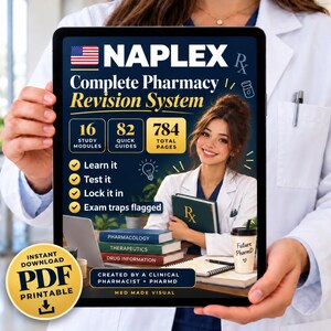 NAPLEX Complete Revision System | 16 Study Modules + 82 Quick Guides | 784 Pages | US Pharmacy Exam Prep PDF Bundle