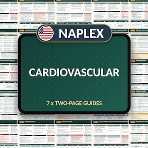 NAPLEX Cardiovasculair Revisiepakket | 7 Visuele Studiegidsen | PDF-voorbereiding voor het Amerikaanse apothekersexamen