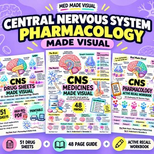 CNS Pharmacology Visual Bundle | Medicines, Guide, Workbook (PDF)