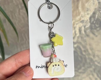 Strawberry matcha keychain