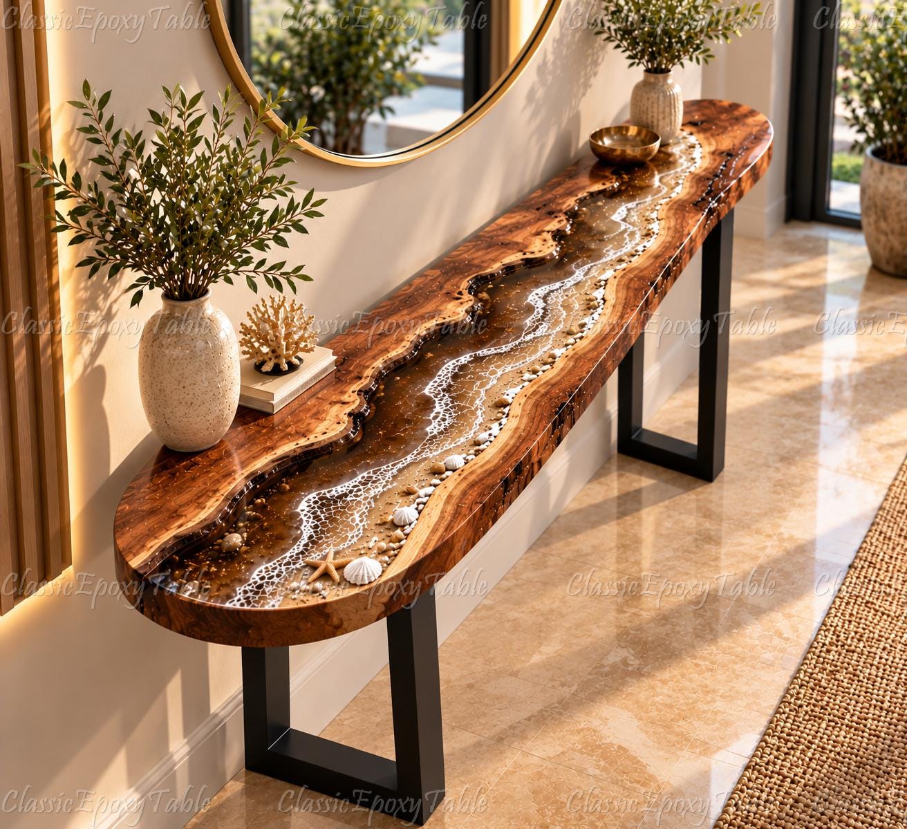 レジンコンソールテーブル　ハンドメイド Resin Console Table - Etsy
